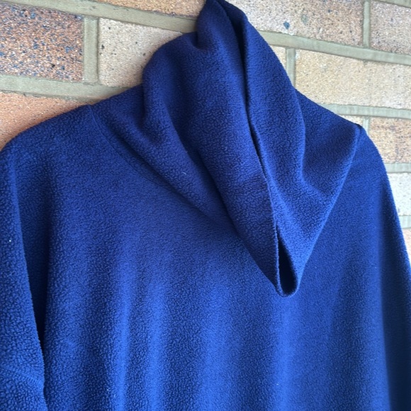 aerie long Sleeve cowl neck Navy Blue Cropped fleece Pullover L - Picture 2 of 6